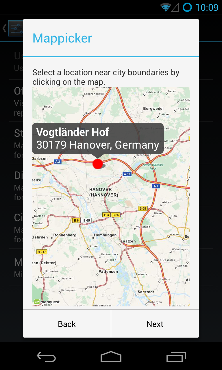 Offline mode configuration via wizard: city size